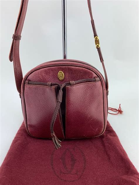 must de cartier borsa bordeaux|Authentic Cartier Must Women's Leather Shoulder Bag Bordeaux.